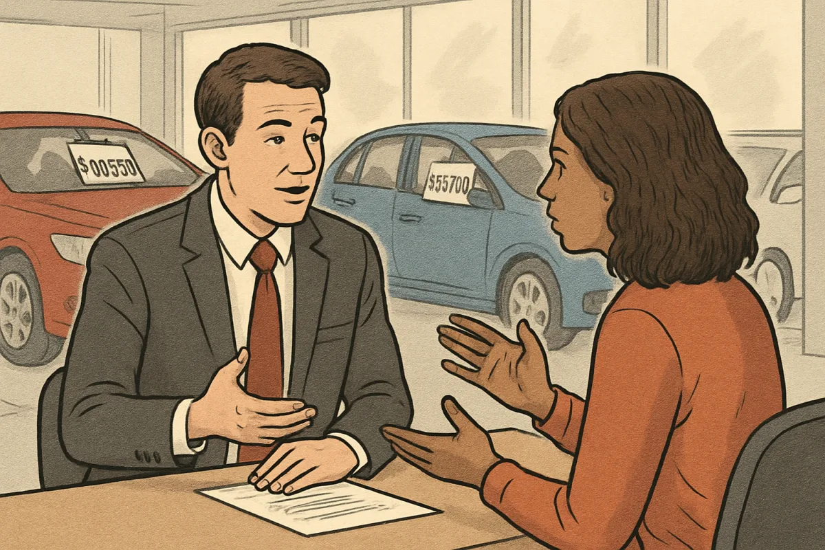 Negotiating a car price at a dealership