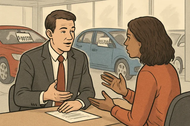 Negotiating a car price at a dealership