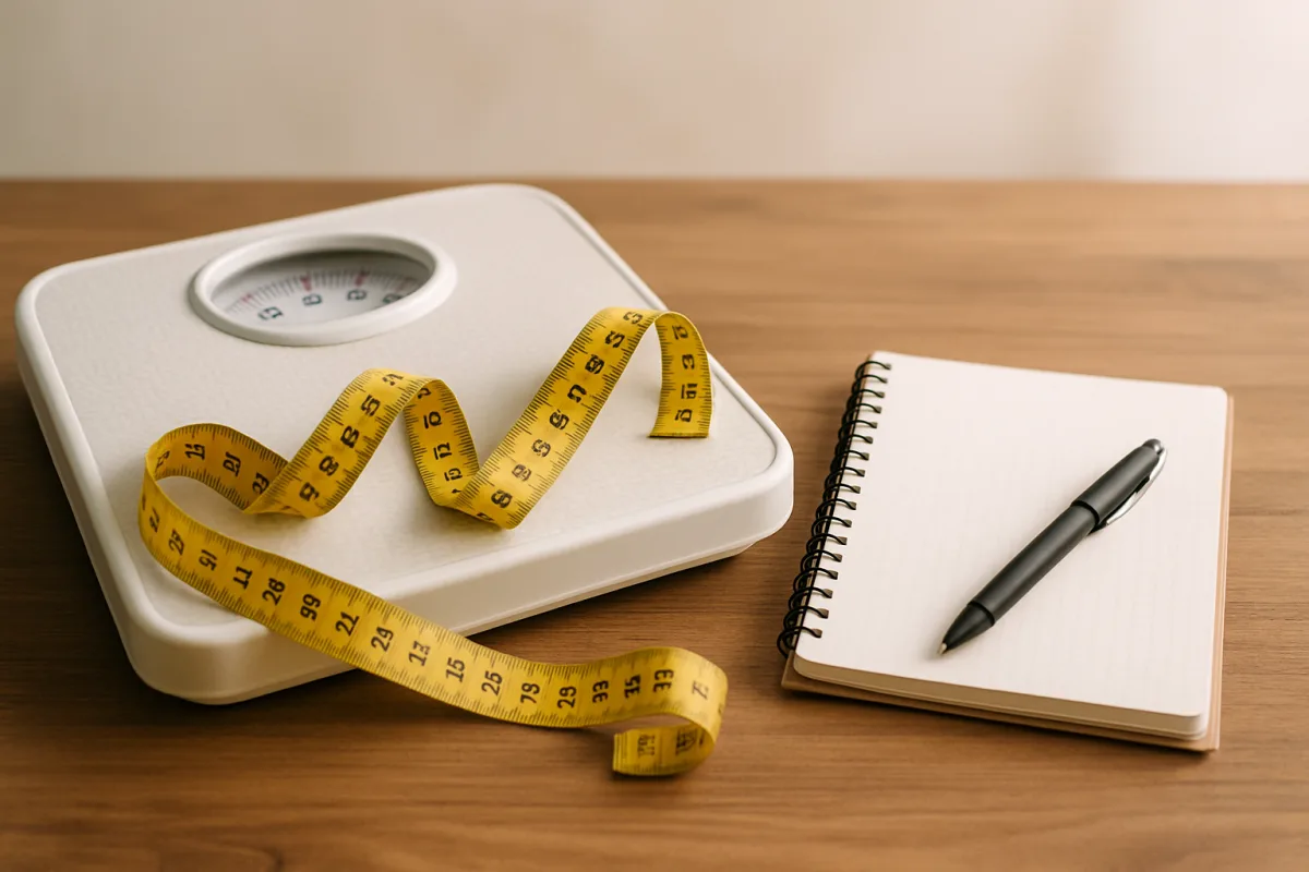 Track Weight Loss Progress with scale and measuring tape