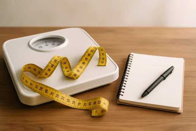 Track Weight Loss Progress with scale and measuring tape
