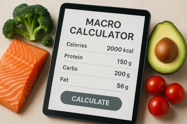 Ideal Daily Macro Calculator interface with food items
