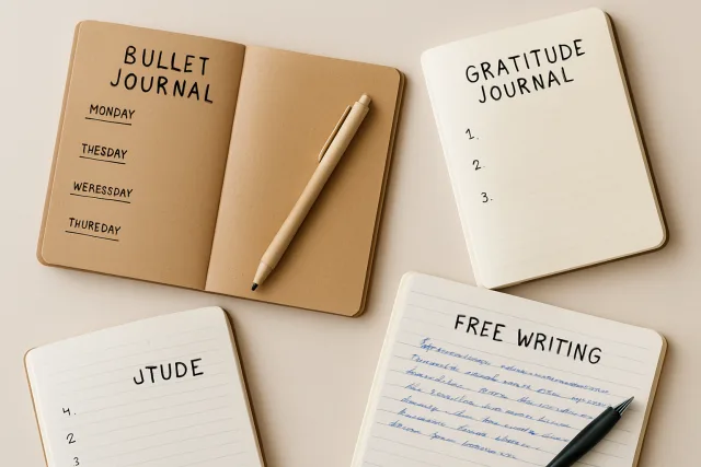 Various journaling methods including bullet journaling and gratitude journaling