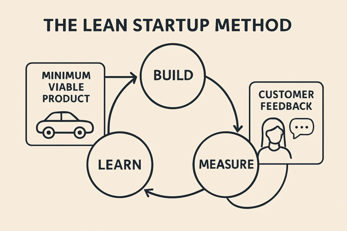 Lean Startup Method cycle diagram with Build, Measure, Learn