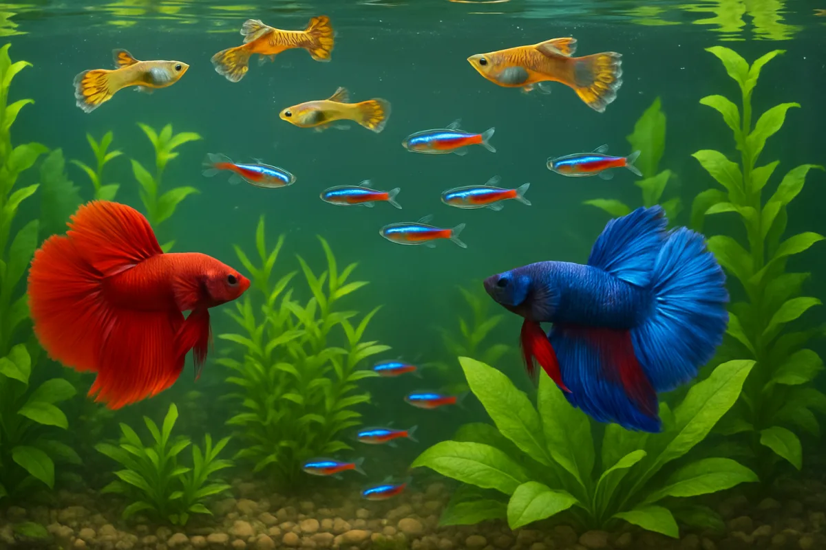 Low maintenance fish for beginners in a colorful aquarium