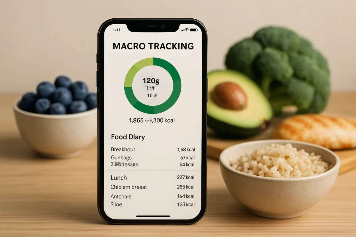 Macro tracking food apps interface on smartphone