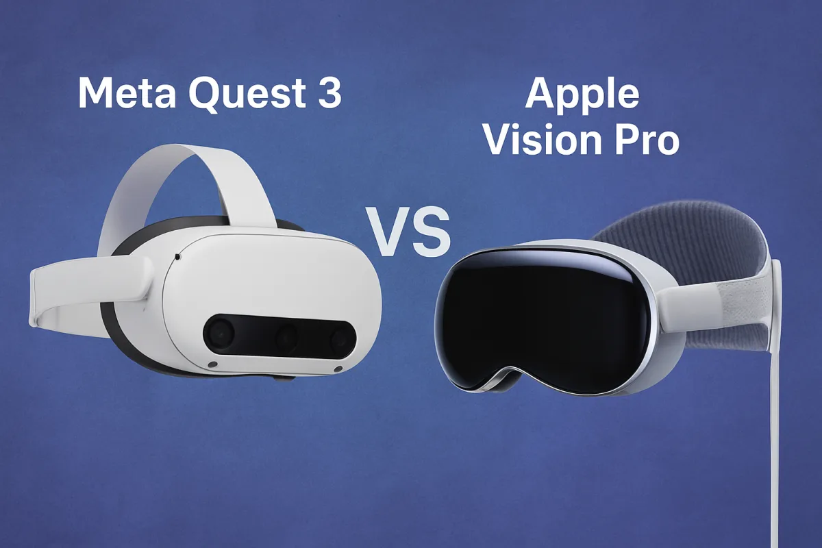 Comparison of Meta Quest 3 and Apple Vision Pro headsets