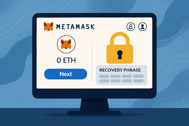 MetaMask wallet setup interface with security focus