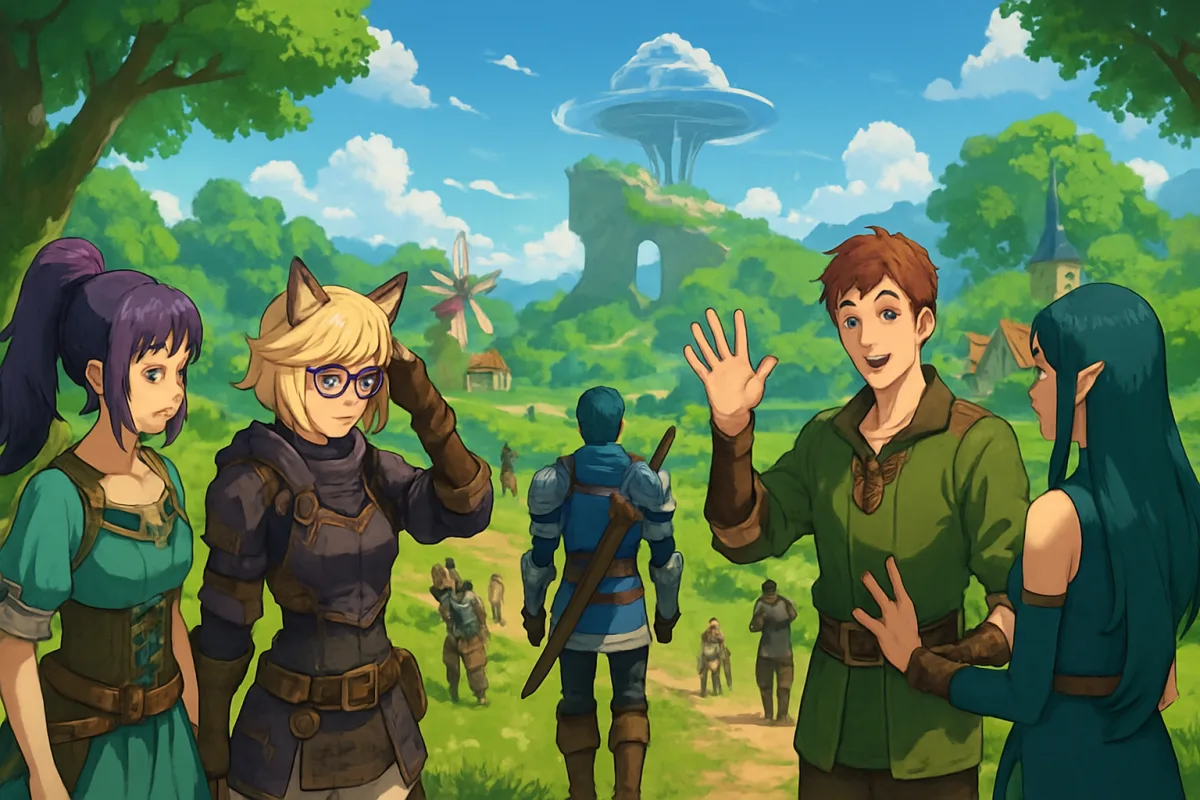 MMORPG Games 2026 landscape with characters and community interactions