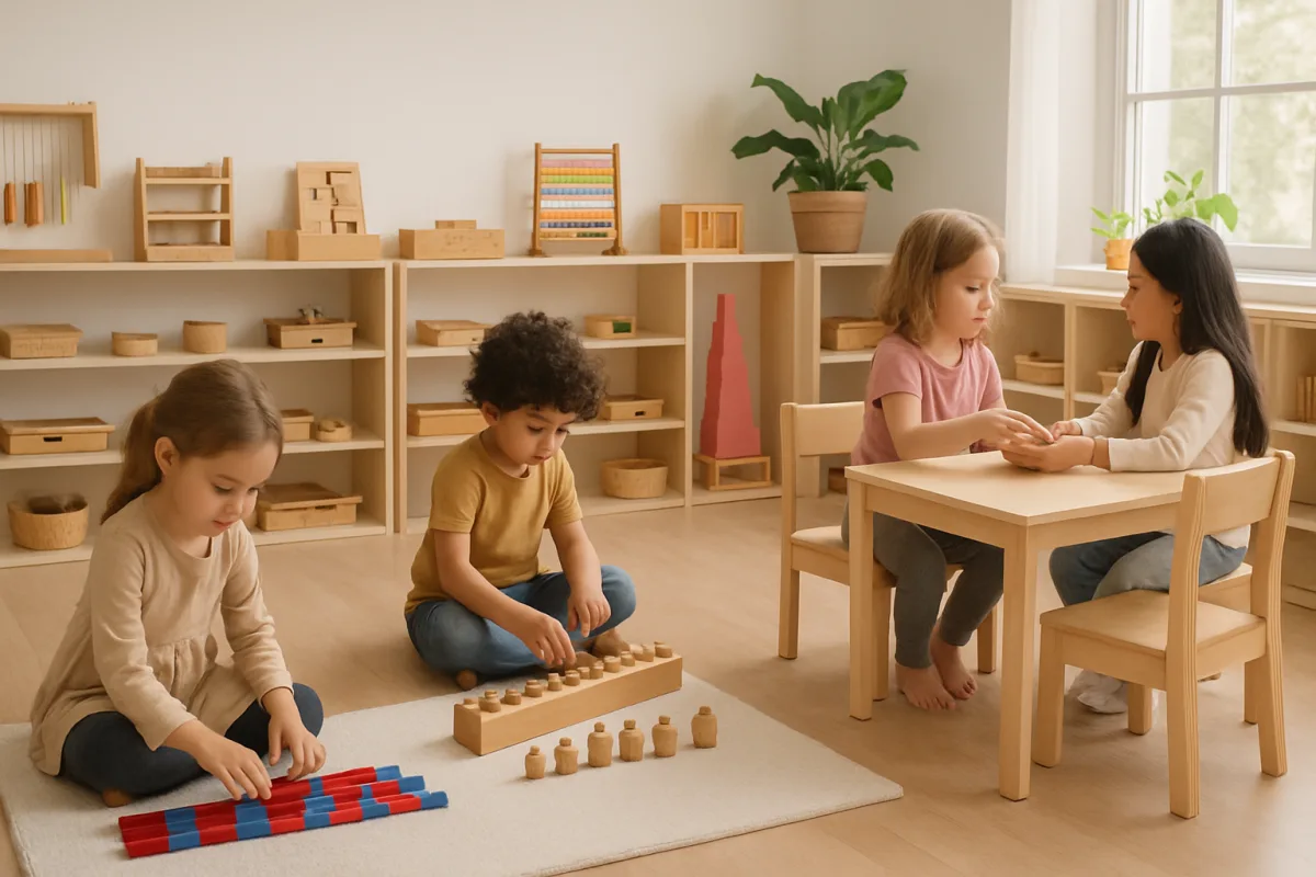 Montessori Method classroom with children learning