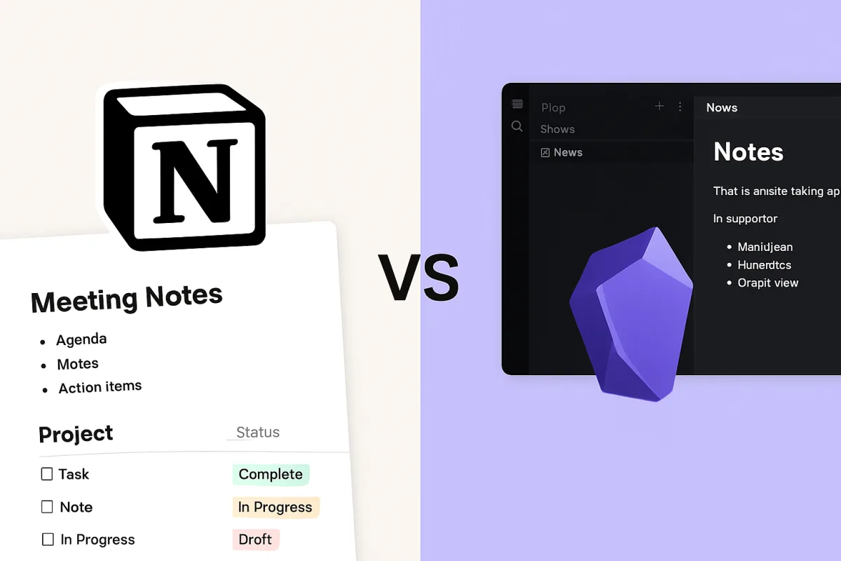 Comparison of Notion and Obsidian note-taking software