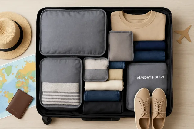 Packing light for travel with organized luggage