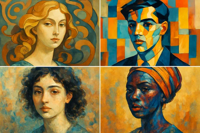 AI portrait creator showcasing artistic styles