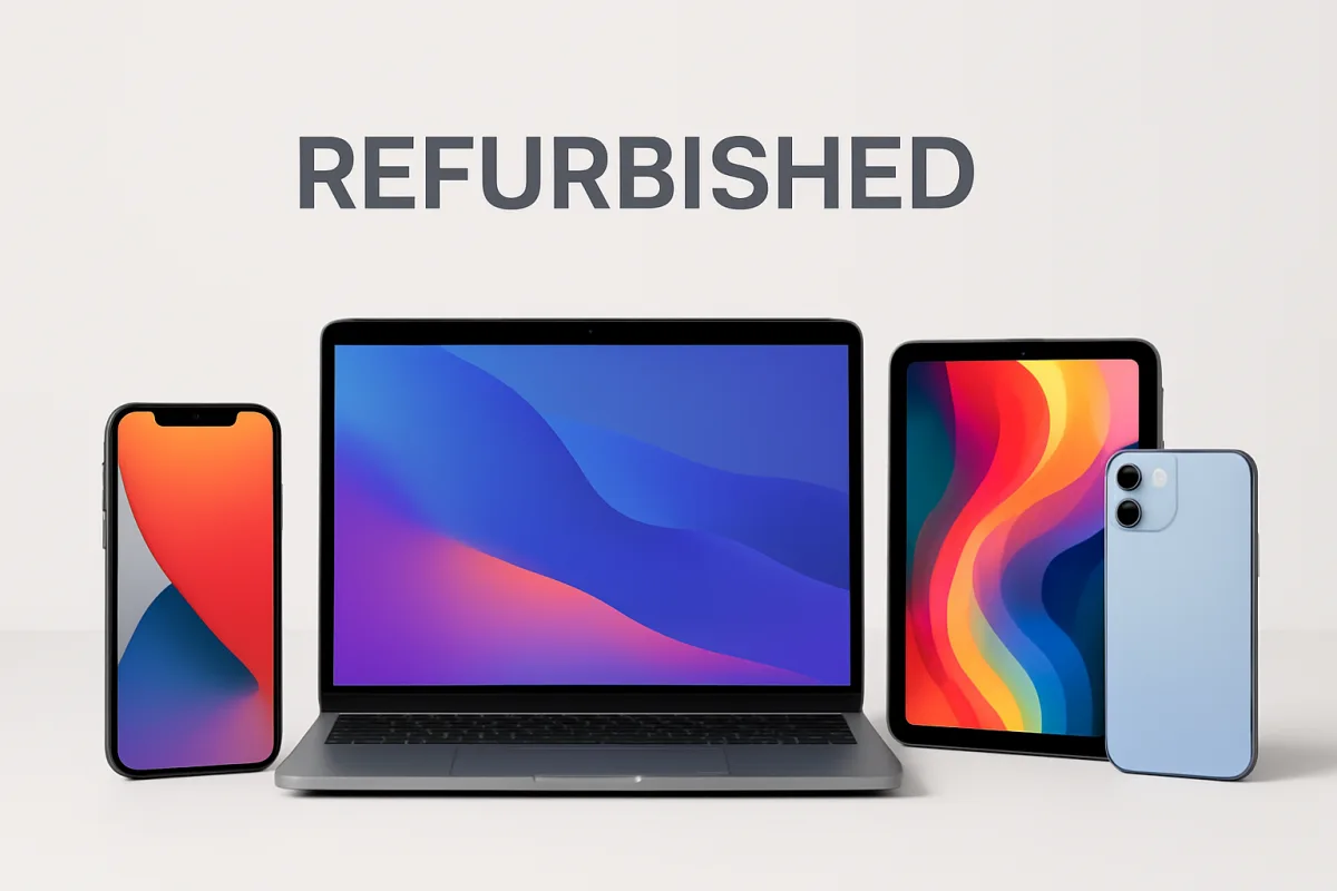 Refurbished tech deals showcasing smartphones and laptops