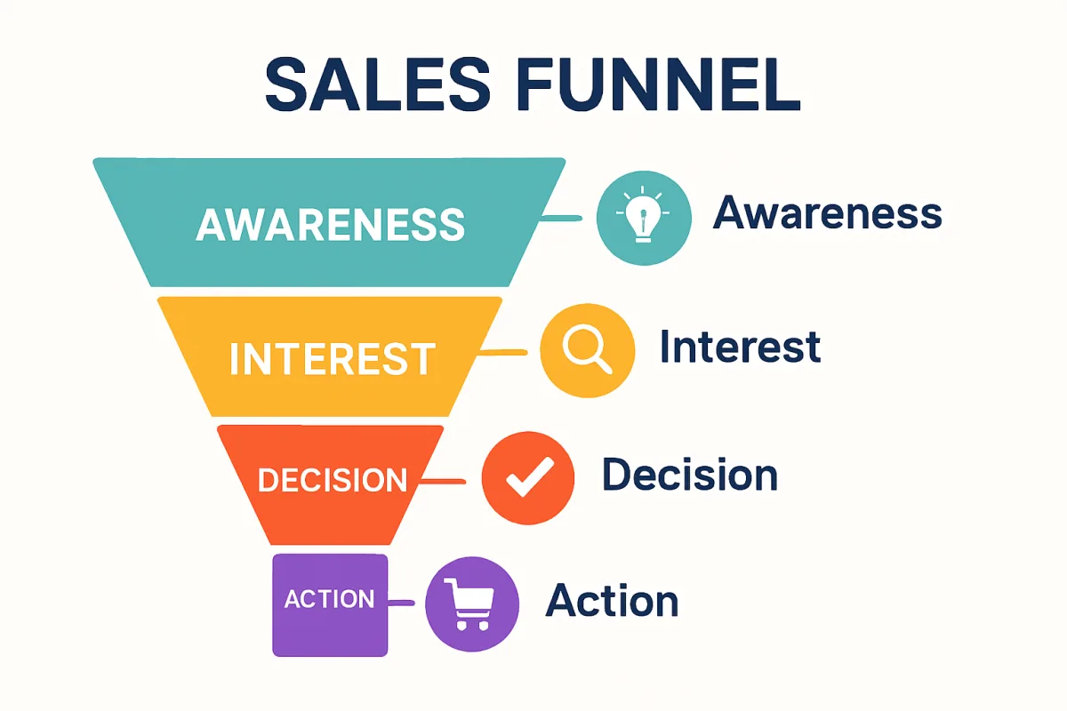 Illustration of Sales Funnel Stages
