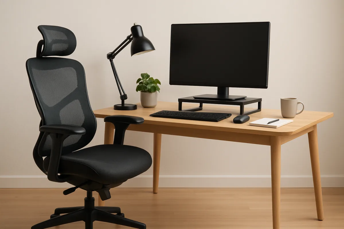 Ergonomic workspace setup to prevent screen neck pain