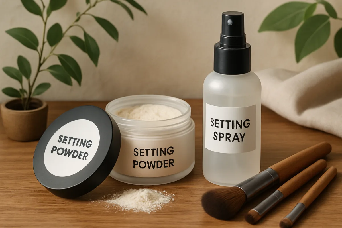 Setting Powder vs Setting Spray comparison in beauty