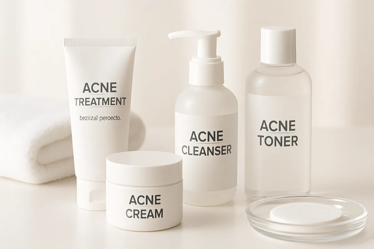 Skin Care for Acne-Prone Skin products arranged aesthetically