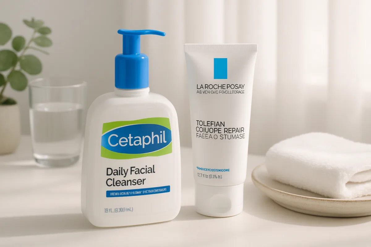Skin Care for Rosacea products on a countertop