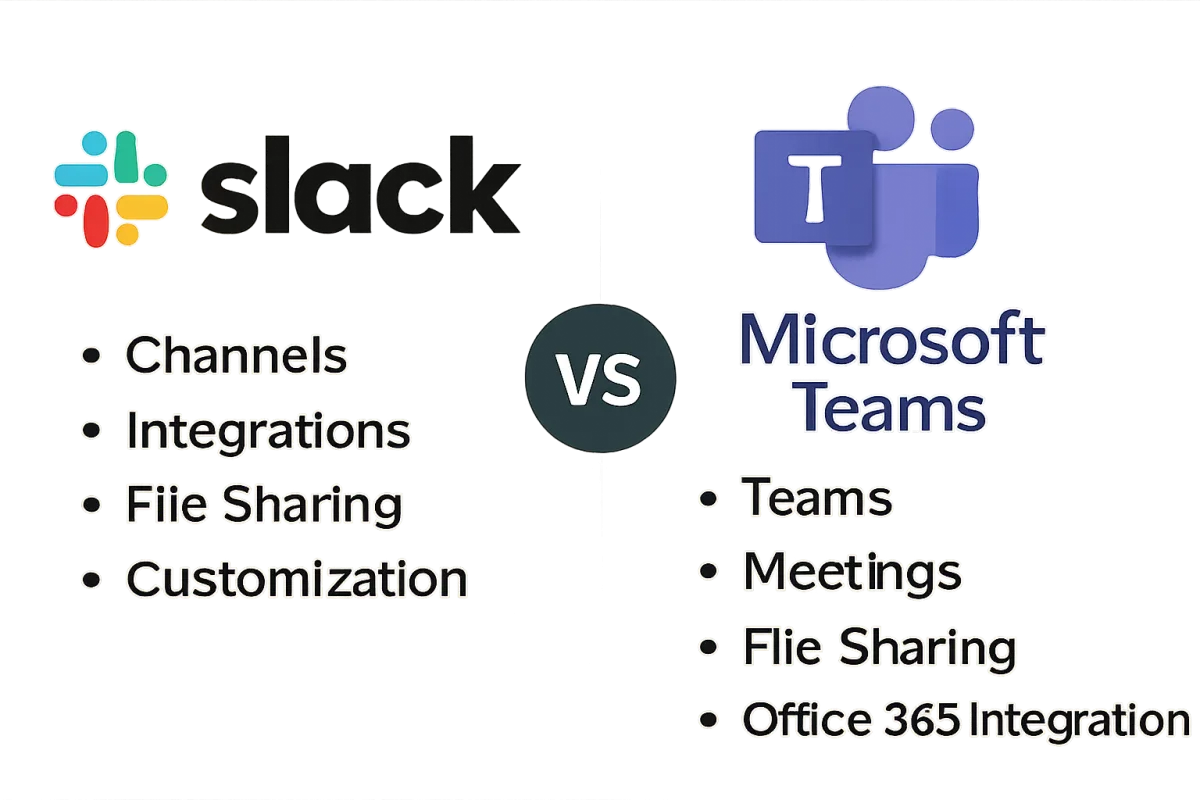 Slack vs Microsoft Teams comparison graphic