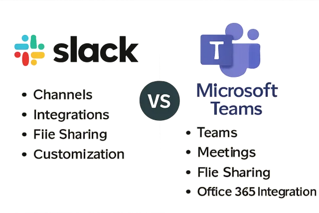Slack vs Microsoft Teams comparison graphic