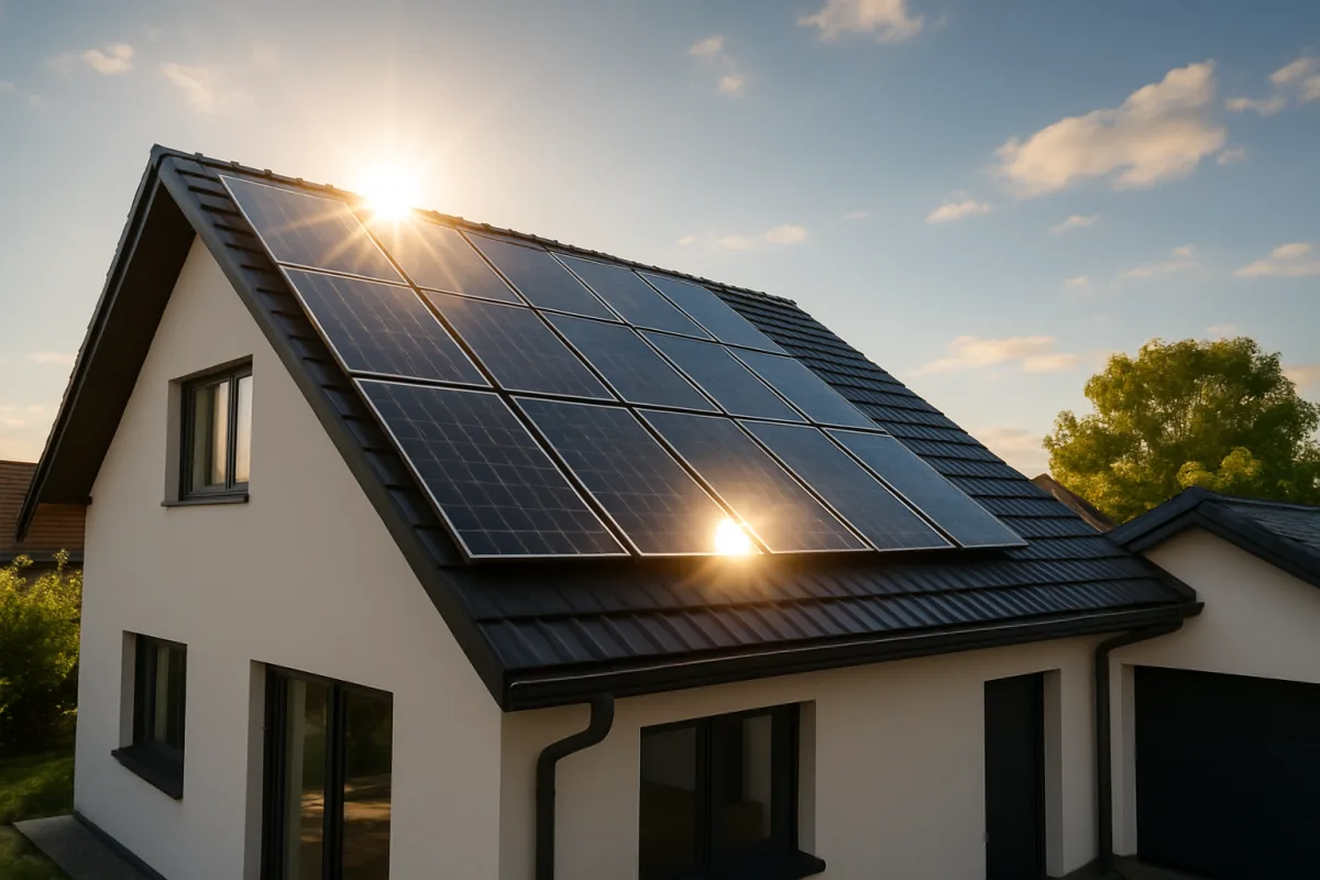 Solar panels installed on a home rooftop