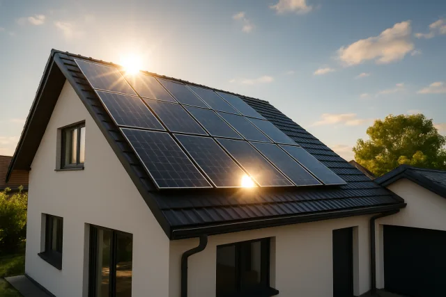 Solar panels installed on a home rooftop
