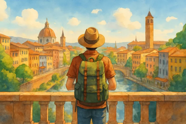 Solo traveler exploring a vibrant city
