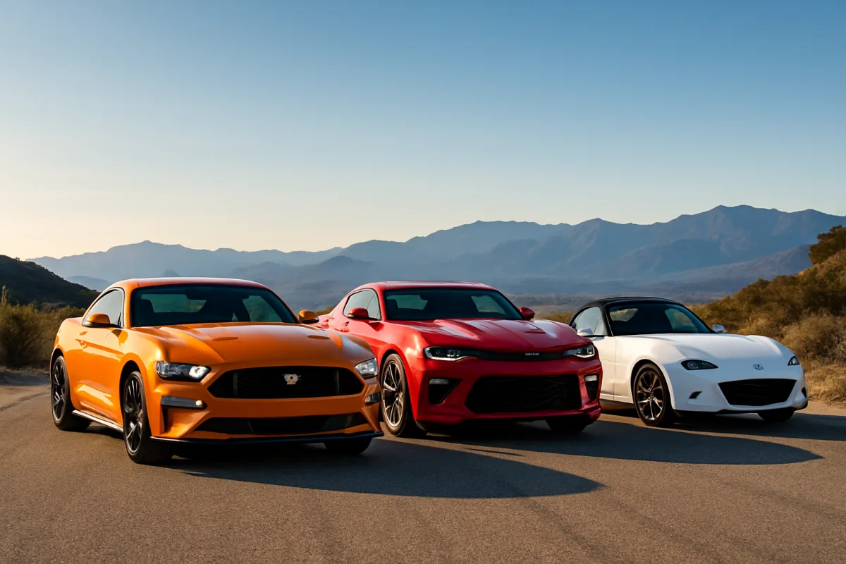 Sports Cars Under $30K featuring Mustang, Camaro, and Miata