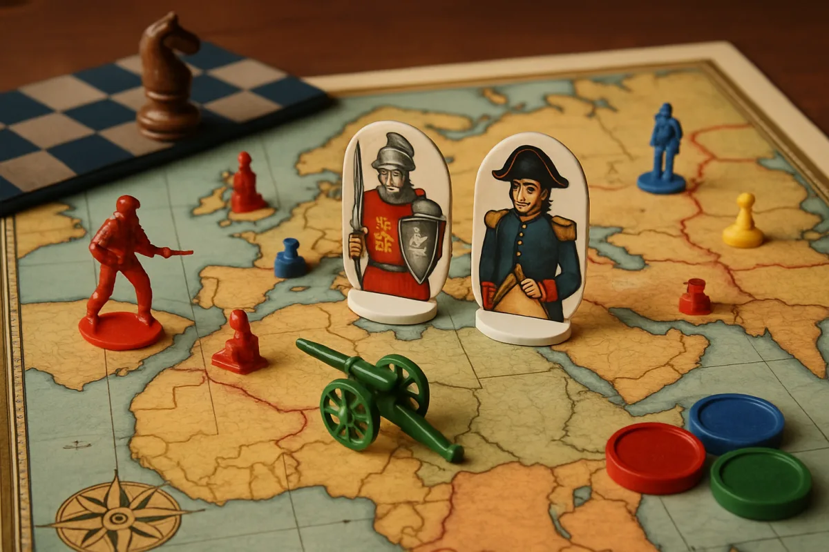 Strategy games for beginners featuring maps and game pieces
