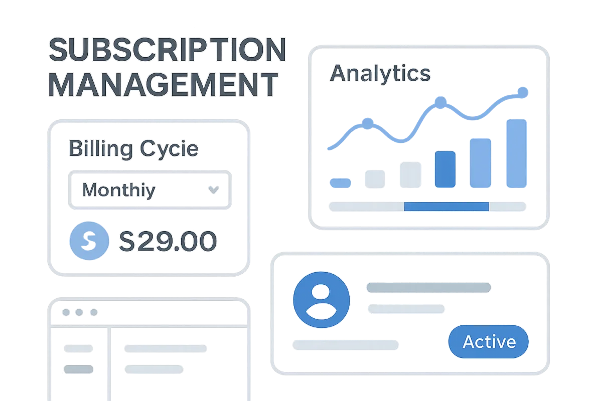 Subscription Management Software dashboard and analytics