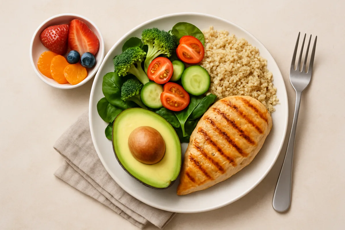 Sustainable calorie deficit meal with whole foods
