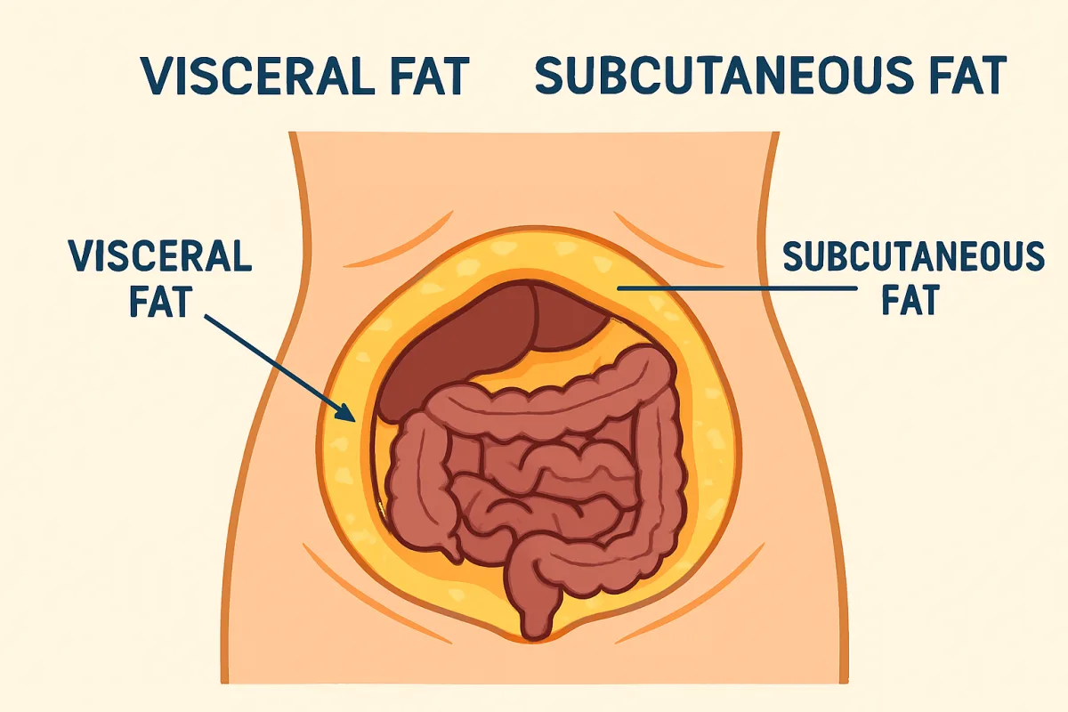 Illustration comparing visceral fat and subcutaneous fat