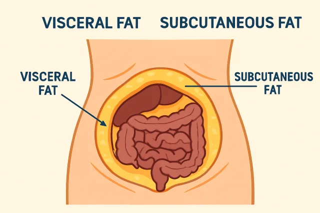 Illustration comparing visceral fat and subcutaneous fat