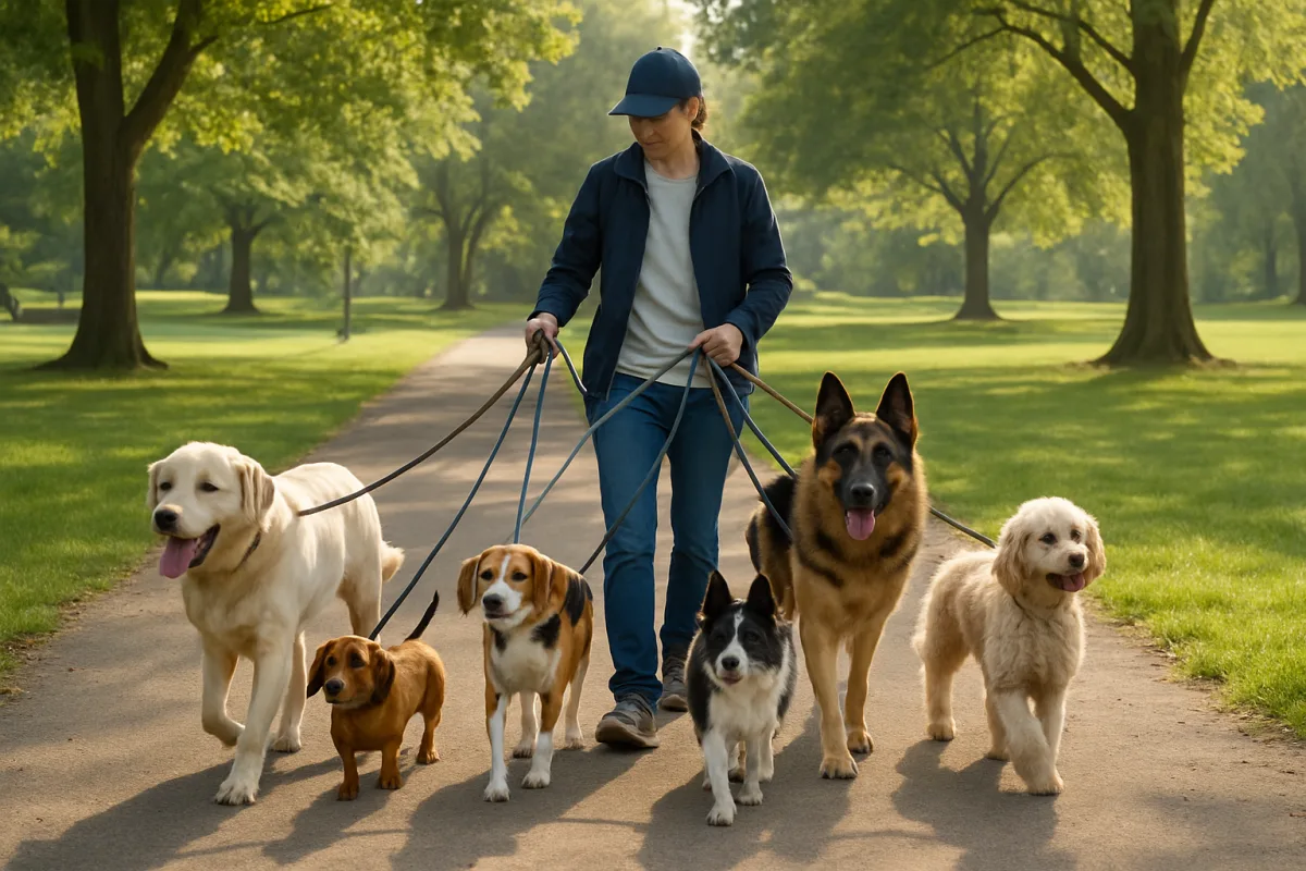 walking multiple dogs